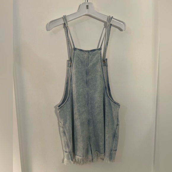 Aerie Double Strap Shortall Light WashDenim Romper NWT Medium - Picture 6 of 11